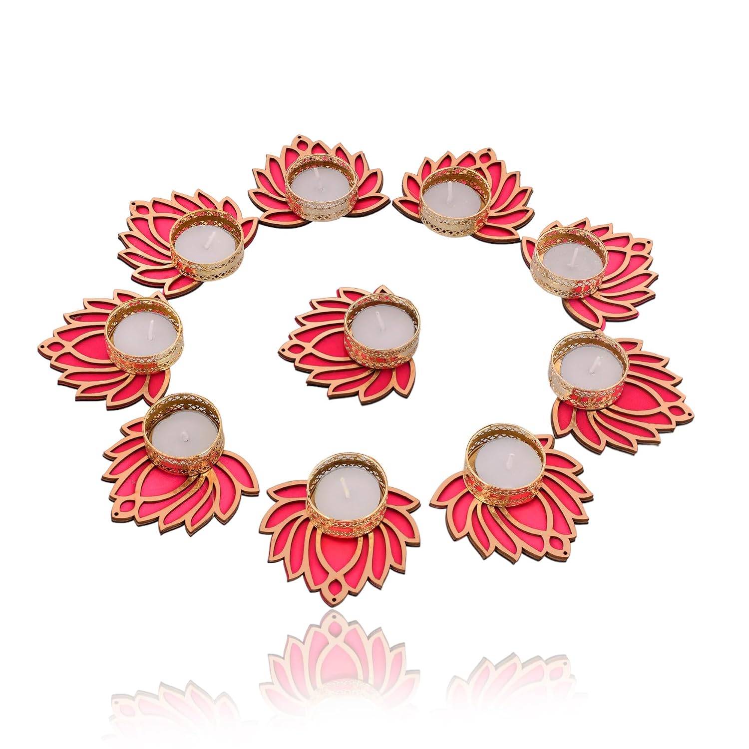 LOTUS TEALIGHT CANDLE HOLDER SET OF 4 | PERFECT FOR NAVRATRA DECORATION