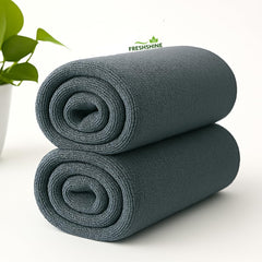 Freshshine Hand Towel 300 Gsm | Super Soft Quick Dry Microfiber Face Towel Napkins For Wash Basin Gym Sports Travel - Grey (Set Of 2)