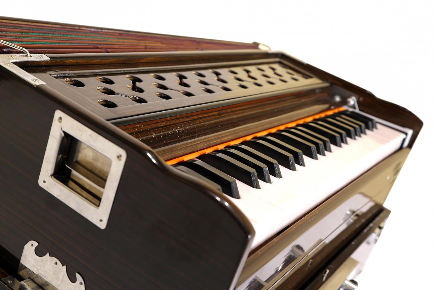 Portable Folding Harmonium With Coupler & Free Carry Bag - 7 Fold Bellow, 42 Keys, 3.5 Octaves, 9 Stopper, Two Reeds (Base- Male)