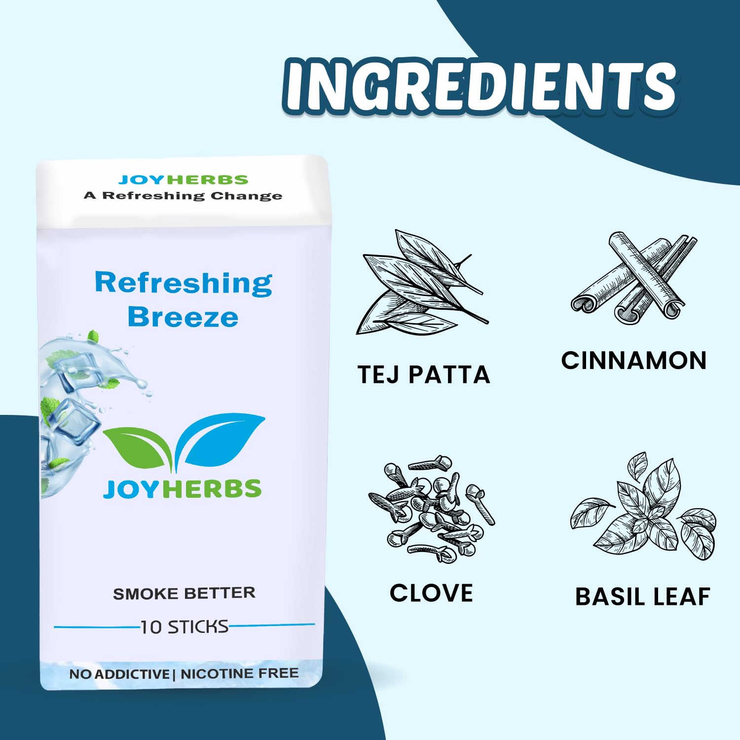 Ayurvedic Herbs Tobacco Alternatives | Non Addictive, Clove, Refreshing Breeze & Mix Fruit Flavour Smoke 10 Sticks Each - Tobacco & Nicotine Free