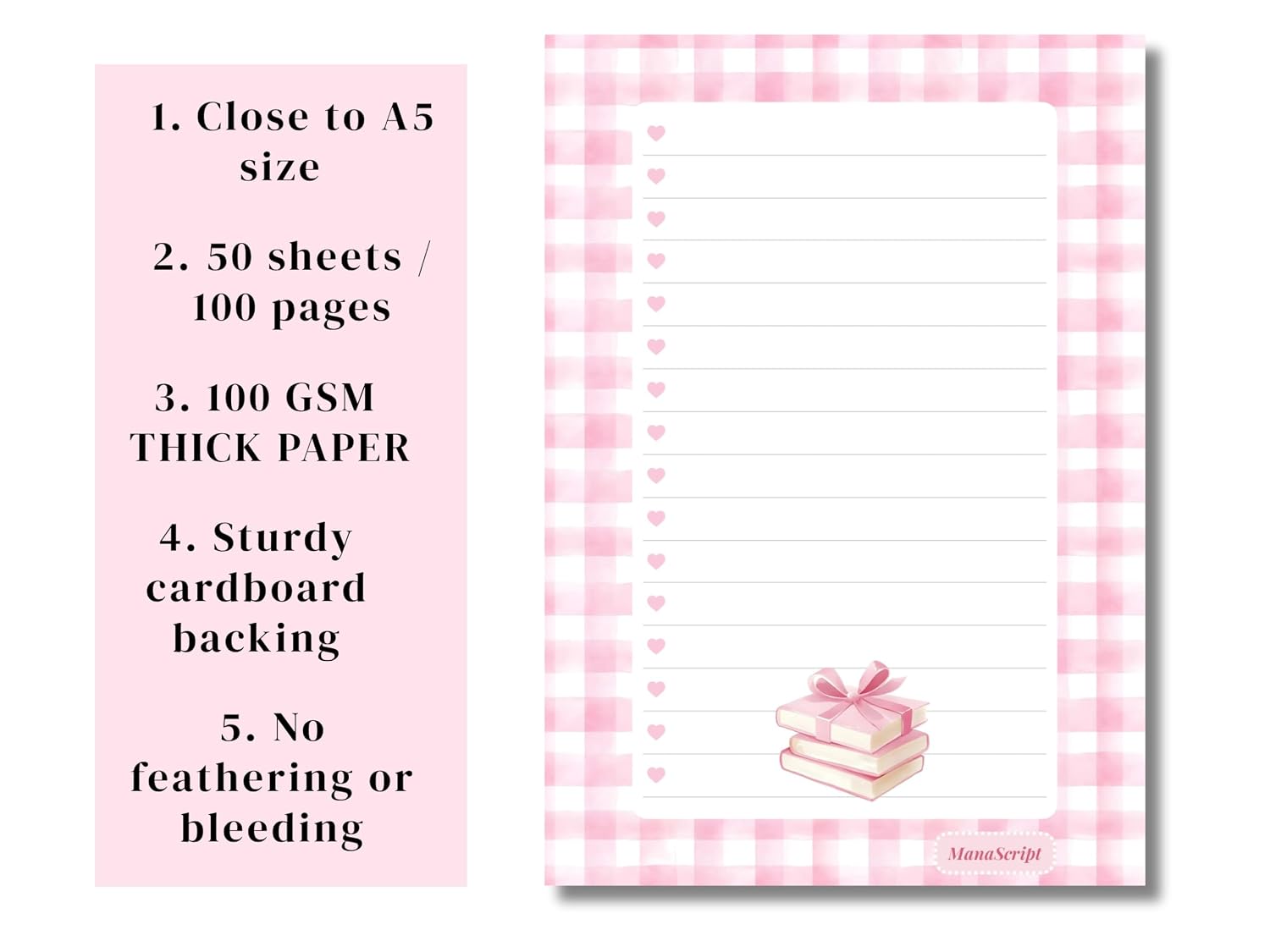 A5 Notes/To Do List Notepad, Beautiful Checklist Pad, Tear-Off Sheets (Pink Books) Pack Of 1