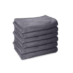Housse Premium Microfiber Face Towel 900 Gsm | Korean Beauty Ultra Absorbent, Odour-Free, Quick Dry Face Towel (Pack Of 6) - Steel Grey