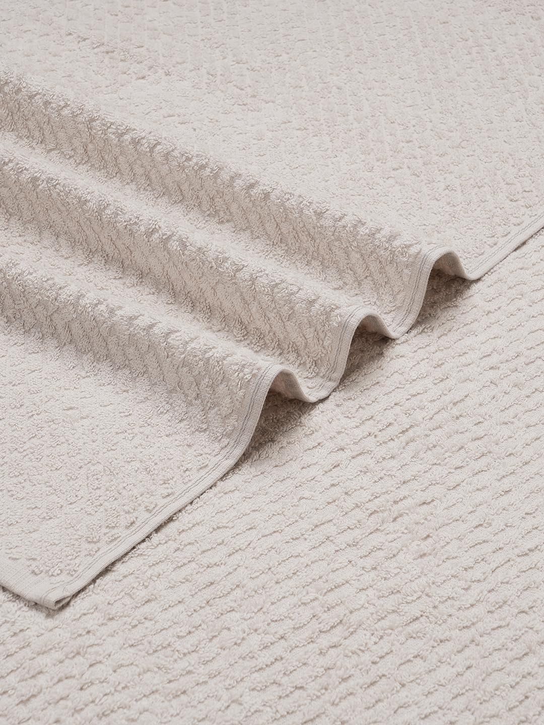 Spaces 100% Cotton Large Bath Towel 400 Gsm | For Men & Women Super Absorbent, Quick Dry, Ultra Soft Dobby Solid Design Towels Large Size (White Sand)