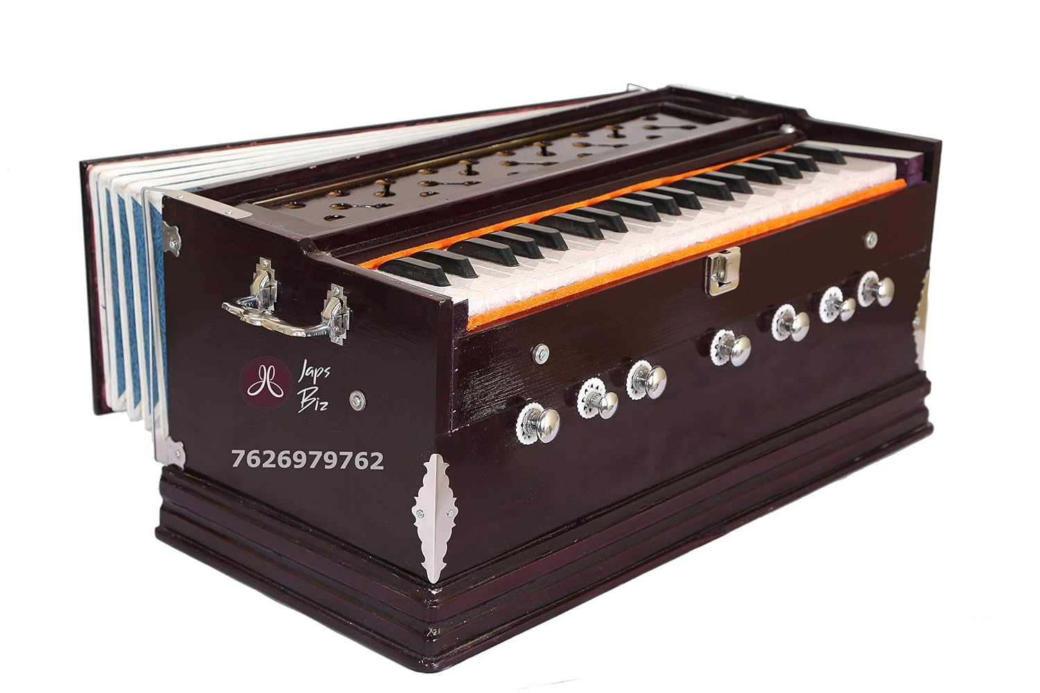Musical Instrument Harmonium With Carry Bag - 39 Keys, 7 Stopper, 7 Bellow, 3 1/4 Octave, Two Reeds (Bass- Male) | Instant Response Keyboard
