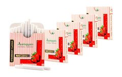 Aarogyam Herbals 100% Tobacco & Nicotine Free Cigarette For Relieve Stress & Mood Enhance Product For Smokers - 10 Sticks In Each Packet Strawberry Flavour Pack Of 5