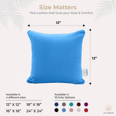 Microfiber Square Pillow, Cushion For Sofa, Car & Decoration, Sky Blue - 12 X 12 Inch | Throw Pillow, Back & Neck Support, Hypoallergenic, Washable, Sky Blue Velvet Cover - Pack Of 5