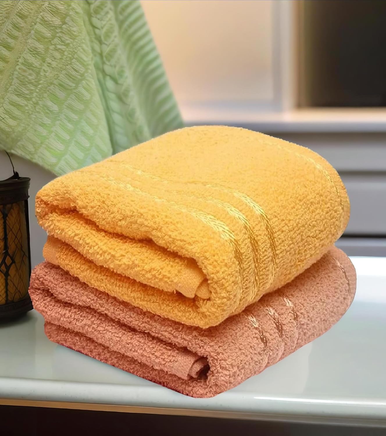 Weavers Villa Cotton Plain Soft Face/Hand Towel 400 Gsm (Multicolour) - Set Of 2
