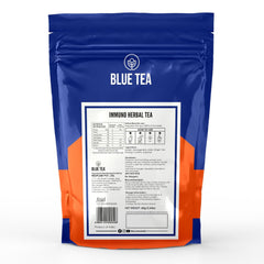 Blue Tea Caffeine Free Immuno Herbal Tea - 30 Pyramid Tea Bags In Zip Lock Pack | Immunity Booster - Gluten Free, Non-GMO, Zero Sugar, 100% Vegan