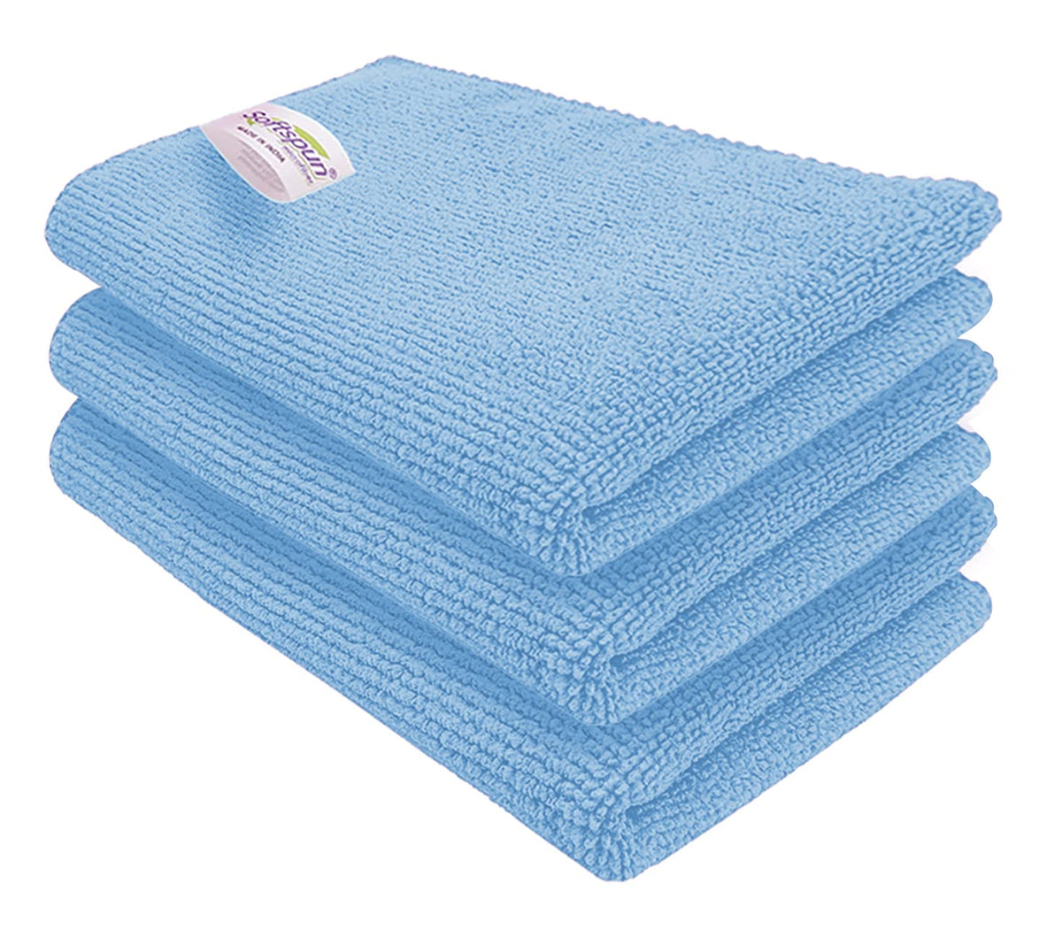 Softspun Microfiber Cloth 450 Gsm | Thick Lint & Streak-Free Multipurpose Cloths Automotive Microfibre Towels (3 Pcs) - Sky Blue