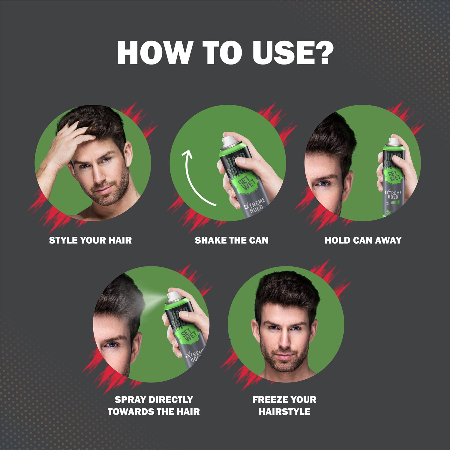 Set Wet Hair Spray For Men Extreme Hold 200ml 6.7 Fl.oz. | No Sulphate , No Paraben | Quick Hair Styling & Setting Spray , No Flaking