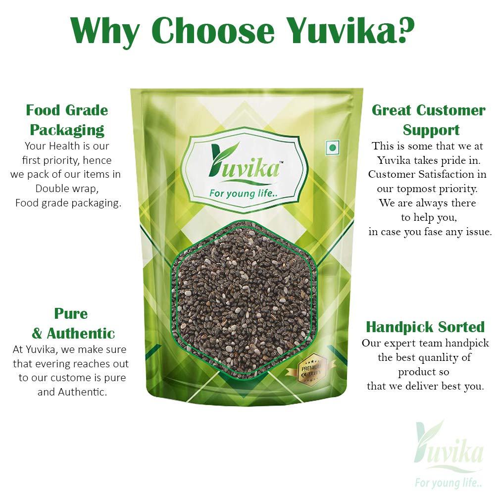 Yuvika Chia Seeds Omega 3 Anti Oxidant Gluten Free Salvia Hispanica, Loaded With Antioxidants | 400gm 0.8lbs