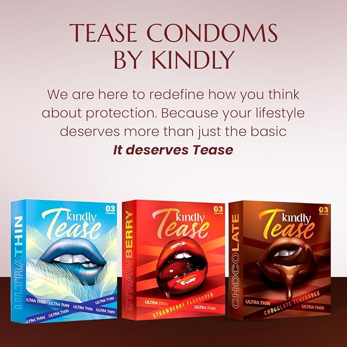 Kindly Tease Ultra Thin Chocolate Condoms For Men, Pack Of 3 - Paraben Free, Safe & Comfortable