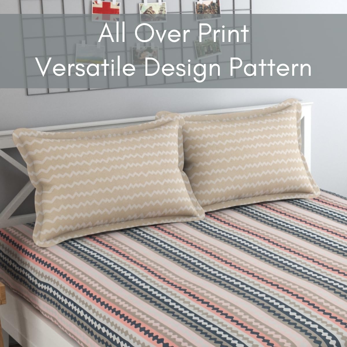 Bedsheet For Queen Size Bed With 2 Pillow Covers - 90 X 100 Inches, Multicolor | Soft, Breathable, Wrinkle Free & Fade Resistant