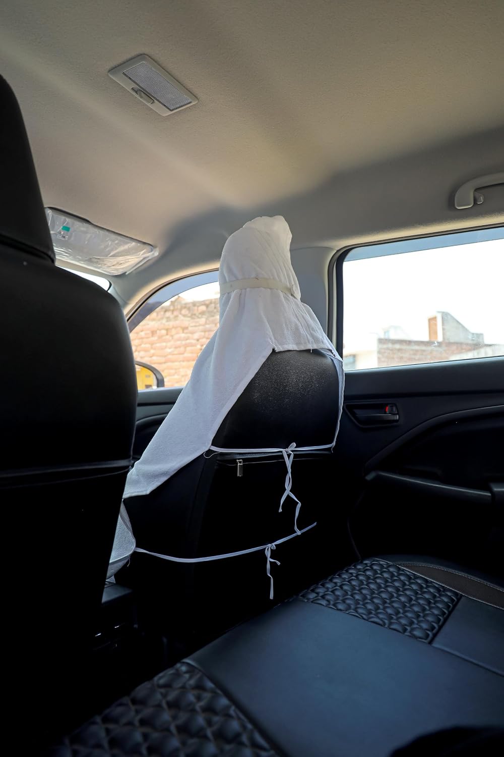 Roman Home Solid Large Luxury All Car Seats & All Office Chair Towel With Tie Knot & Elistick 450 Gsm - (White)