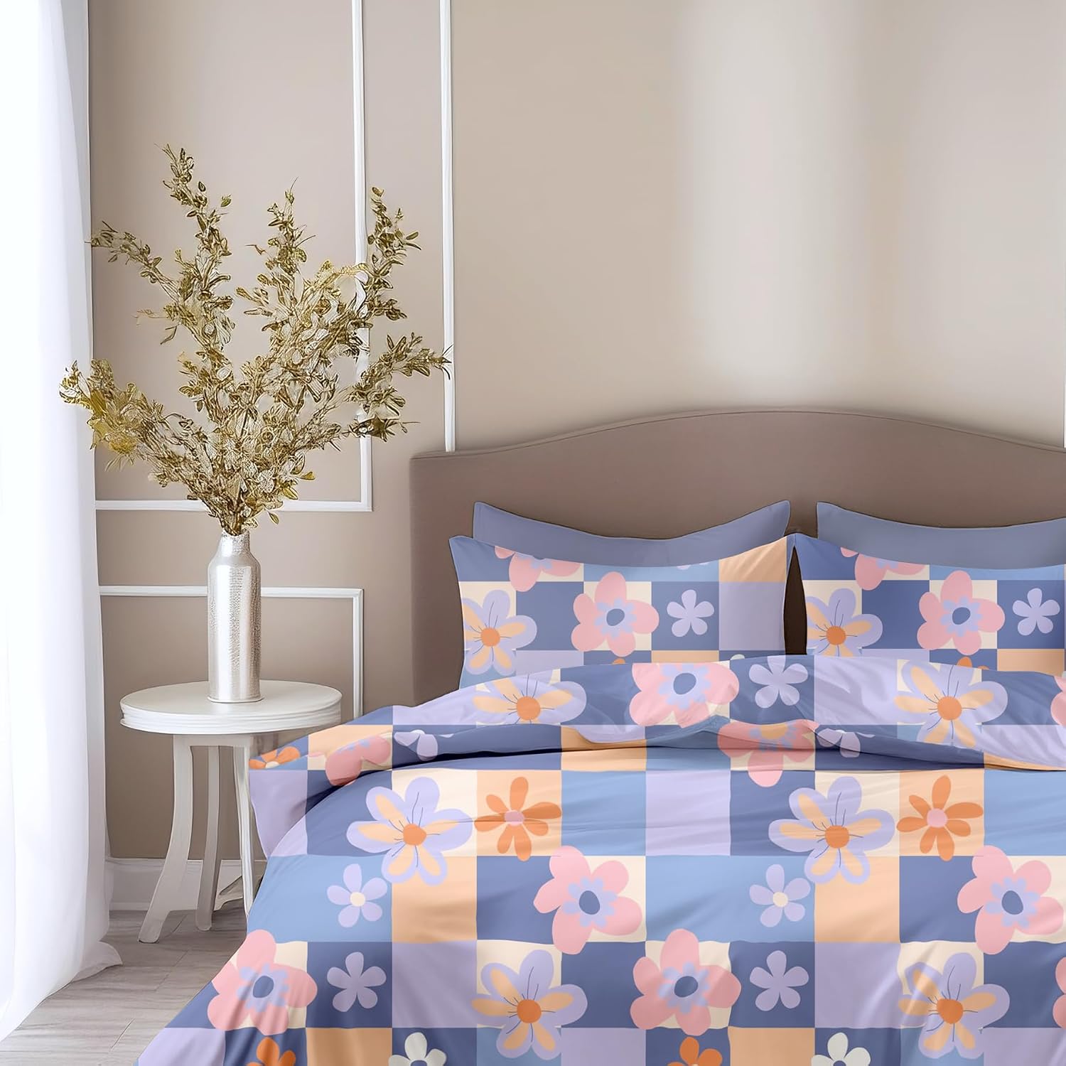 100% Pure Cotton Bedsheet For Double Bed With 2 Pillow Covers - 88 X 90 Inches, Multicolor | Soft & Breathable Fabric | Comfortable For Daily Use