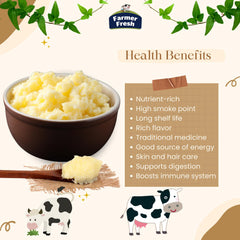 Premium Desi Cow Ghee By Farmer Fresh | High In Protein Fiber Healthy Desi Ghee Good For Body Joint Pain | (500ml) 16.9 Ounce | Jar Pack