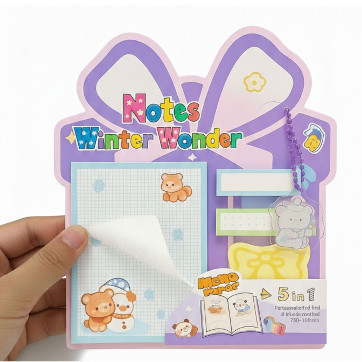 Christmas Sticky Notes - 30 Small Sticky, 30 Medium Sticky | Stationery Gift For Student - Purple