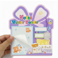 Christmas Sticky Notes - 30 Small Sticky, 30 Medium Sticky | Stationery Gift For Student - Purple