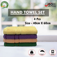 Sassoon Melrose 100% Cotton Hand Towel 800 Gsm | Highly Absorbent, Soft Material Perfect For Daily Use (Assorted) -4 Piece