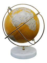Rotating World Globe 8inch With Metal Ring & Marble Stand For Show Pieces For Home Decor, Office Decor, Study Table Decor Items, Birthday, Party Gifts & Anniversary, Pack Of 1
