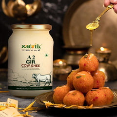 Organic A2 Gir Cow Ghee By Satvik Pure Ghee | Healthy & Delicious Nutrients Lab Certified Desi Ghee Good For Parathe, Laddus | (1 Litr) 33.8 Ounce | Jar Pack