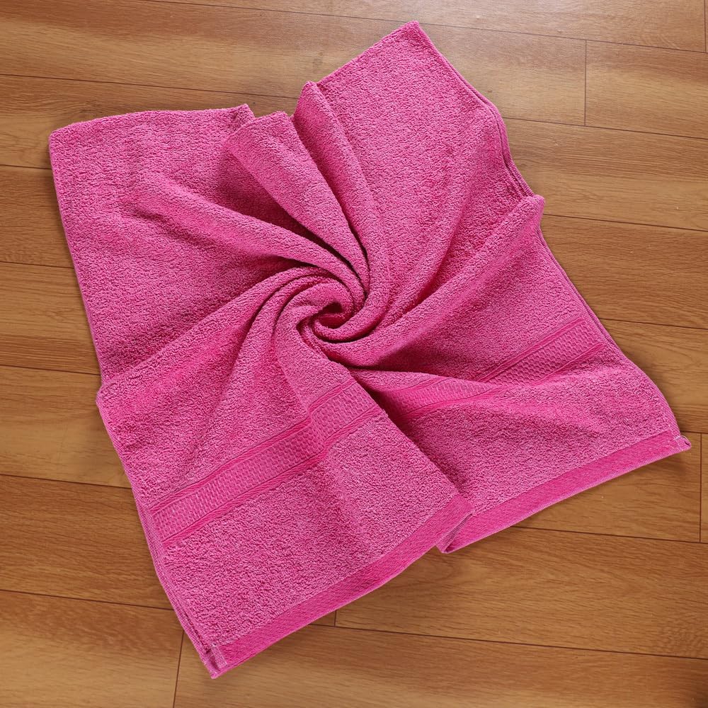 Fezora 100% Cotton Bath Towel 450 Gsm | Ultra Soft, Quick Dry, High Absorbency, Skin-Friendly Large Size Bath Towel (Dark Pink)