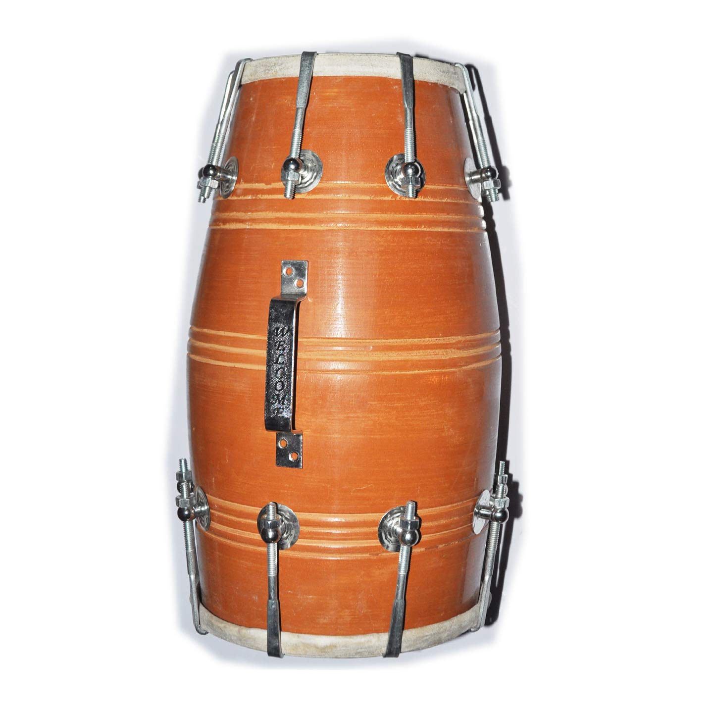 Handmade Wooden Dholak Nut 18" With Cover - Brown | Perfectly Symmetric Round Dholak - Dholak For Festival, Wedding, Satsang | Very Easy To Tune
