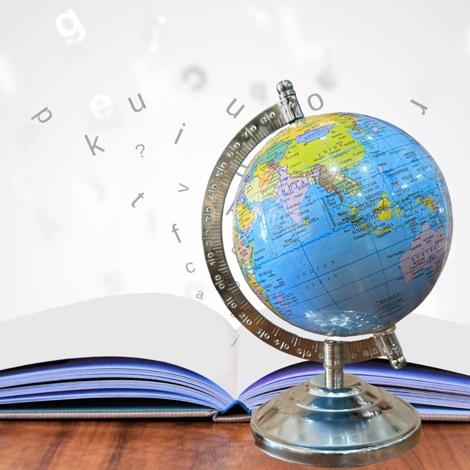 Educational World Globe 5 Inch With Heavy Steel Base, Political Globe For Home & Office Decor, For Kids & Students Learning, World Globe With Steel Arc, Pack Of 1