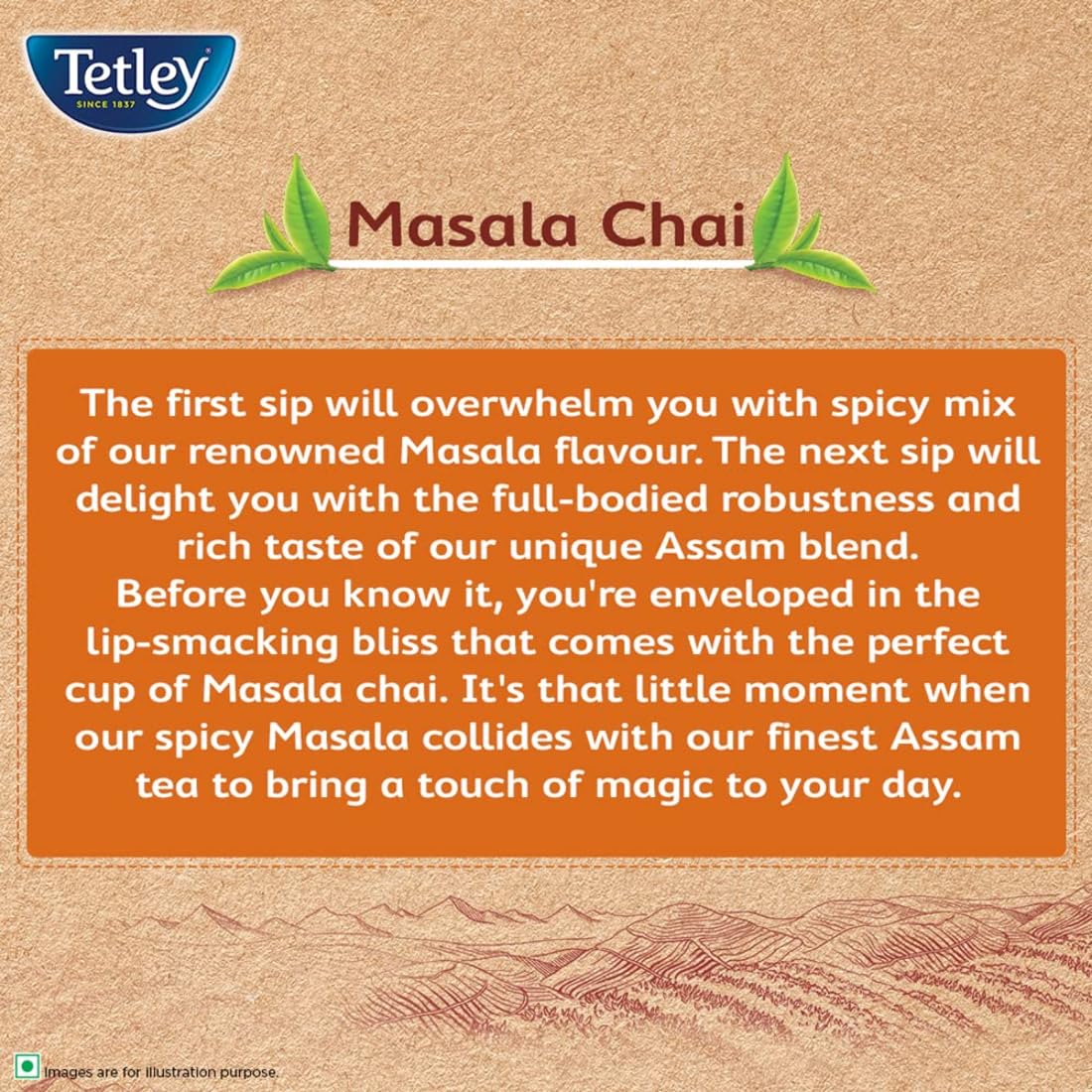 Tetley Masala Chai Flavored Tea - Pack Of 2 X 50 Tea Bags | Environment Friendly Tea Bags, Biodegradable - Caffeine Free, Plastic Free
