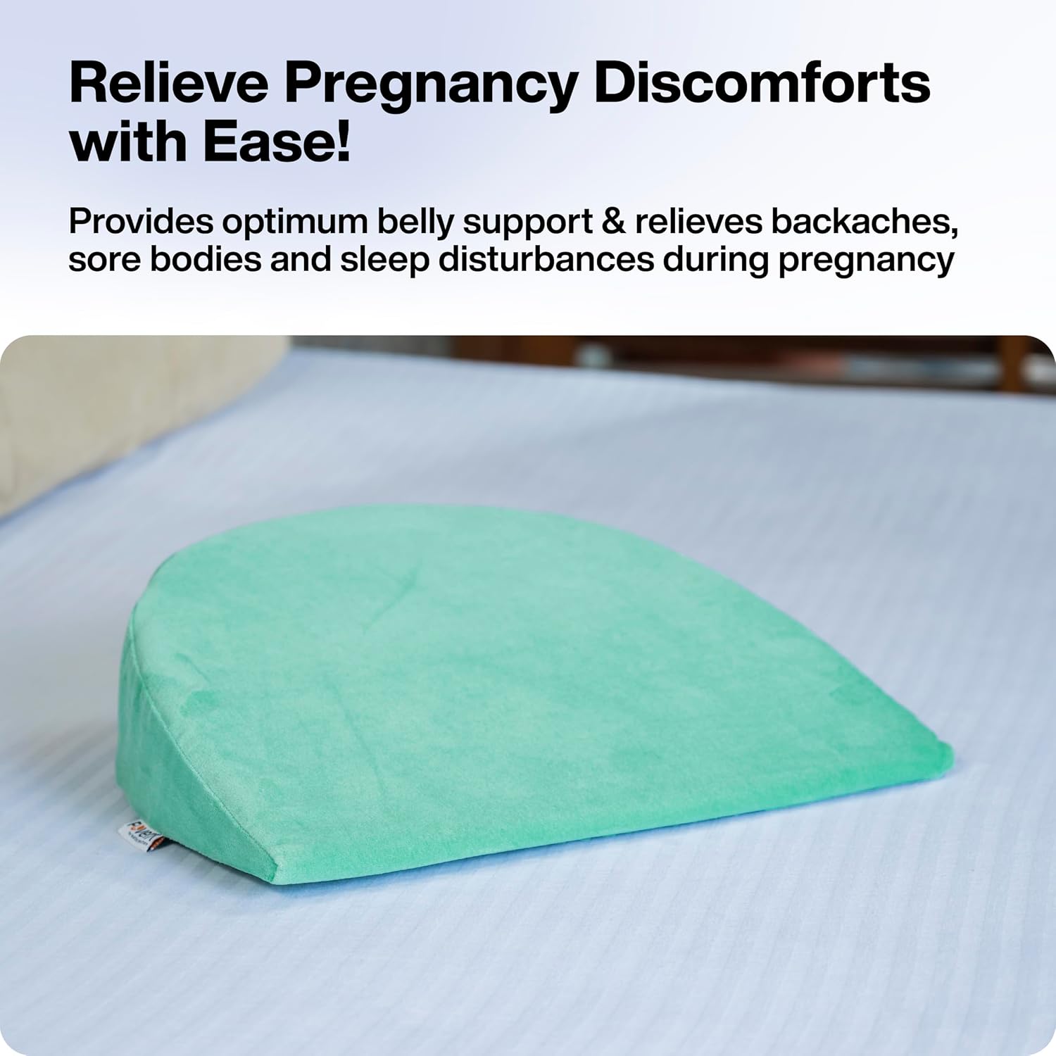 Pregnancy Pillow For Pregnant Women, Memory Foam Maternity Pillow - Aqua Green | Wedge For Supporting Belly, Back During Pregnancy - Provides Soft-Support To The Baby Bump, Comfortable Pillow