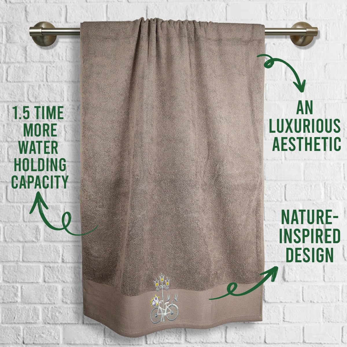 Rangoli 100% Cotton Martin Bath Towels 540 Gsm | Quick Dry, Ultra Soft, Highly Absorbent Printed Bath Towel For Men & Women Luxury & Highly Absorbent Towels - Blugrn (Set Of 1)