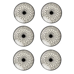 Hand Painted Black & White Spiral Ceramic Quarter Plates Set Of 6 - 7 Inches | Dishwasher Safe Small Side Plates | Microwave Safe Snack Plates For Party