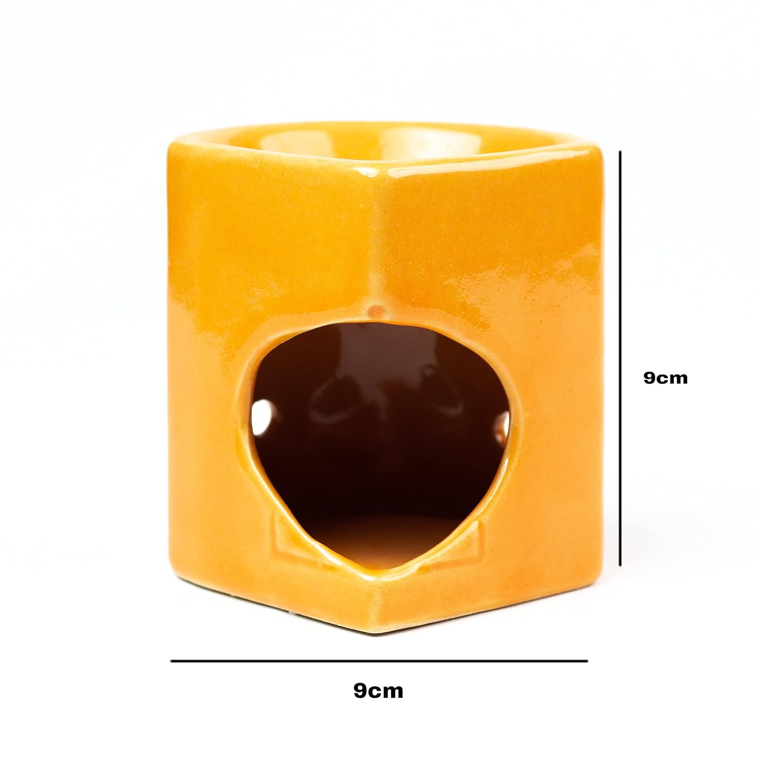 YELLOW HANDCRAFTED SMALL CERAMIC BURNER WITH 1 T-LIGHT CANDLE USE FOR IN HOMES