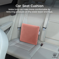Memory Foam Square Cushion Pillow, For Car, Sofa & Diwan, Bed, Chair, Peach - 14 X 14 X 4 Inch | Highly Durable, Hypoallergenic, Adjustable, Velvet Cover, Multipurpose Use - Pack Of 2