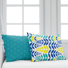 Cotton Double Bedsheet With 2 Pillow Covers | 87 X 100 Inches, Blue & Yellow - Soft & Breathable Fabric | Comfortable For Daily Use