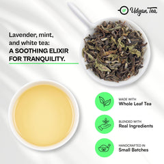 Udyan Tea Lavender Dew White Tea - 100gm, 3.5 Ounce, 50 Cups | Soothing Floral Blend With Lavender, Rose & Mint - Rich In Antioxidants For Healthy Skin | Low Caffeine Fresh Loose Leaf