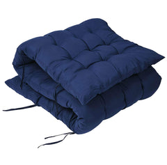 Microfiber Soft Cushion, Long & Square Chair Pad Cushion, Navy Blue - 46 X 16 Inch | For Indoor & Outdoor Home Office Décor | Rocking Chairs Pad, Washable, Model No - Kubmart11925, Set Of 2