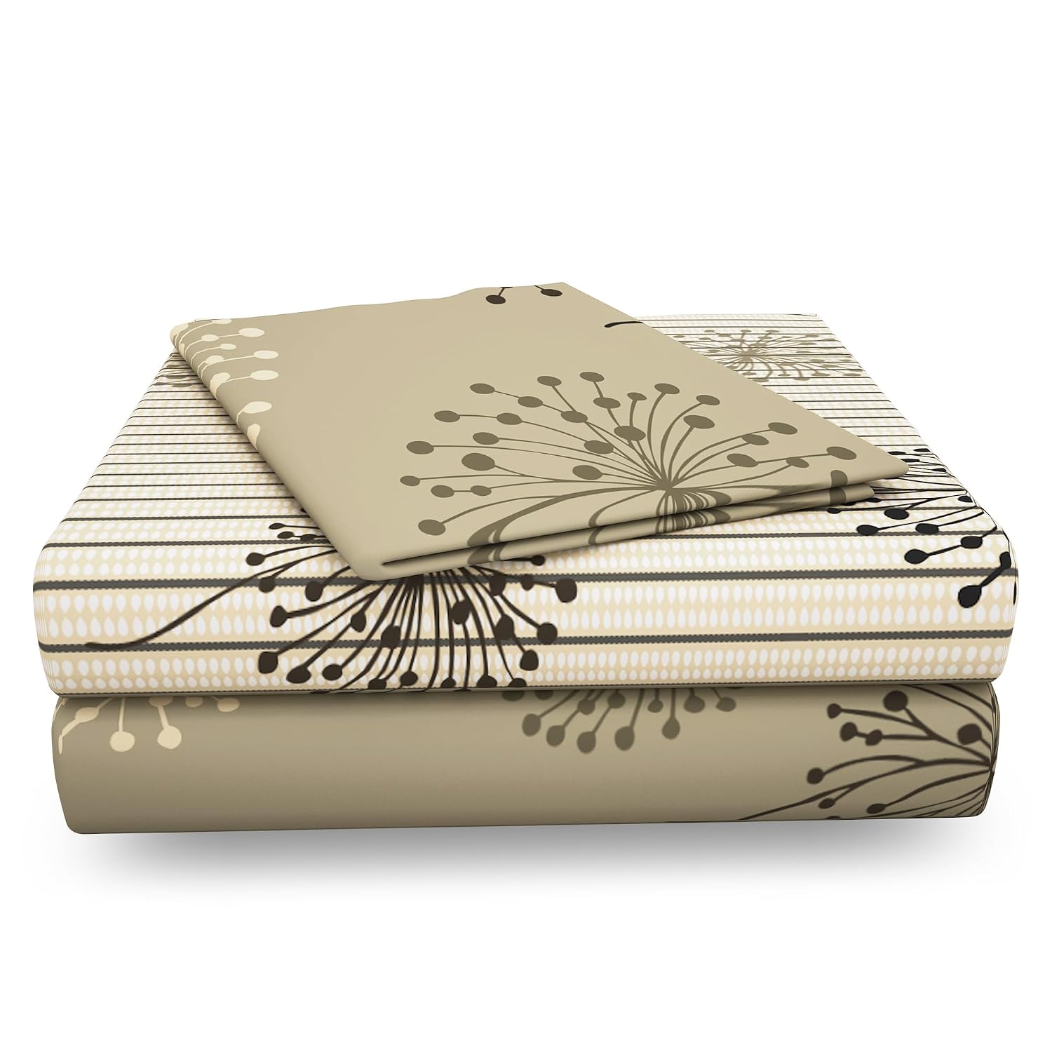 1 Piece Cotton Bedsheet For Single Size Bed With 1 Pillow Cover - 57 X 88 Inches, Beige | Soft & Durable For Everyday Use & Bedroom - All Season Comfort