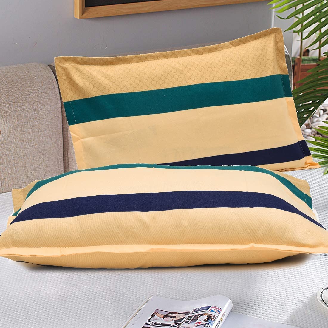 Cotton Bedsheet For King Size With 2 Pillow Cover (90 X 90 Inches) Multicolor | Long-Lasting & Luxuriously Soft | 210 Thread Count Bedsheet