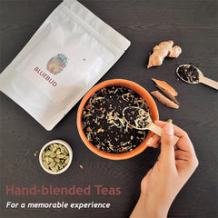 Bluebud Adrak Elaichi Chai Patti 200gm, 7.05 Ounce - 100 Cups | Premium Assam CTC Tea Granules With 100% Natural Spices - Ginger Cardamom Tea Hand Blended Teas | Homemade Recipe