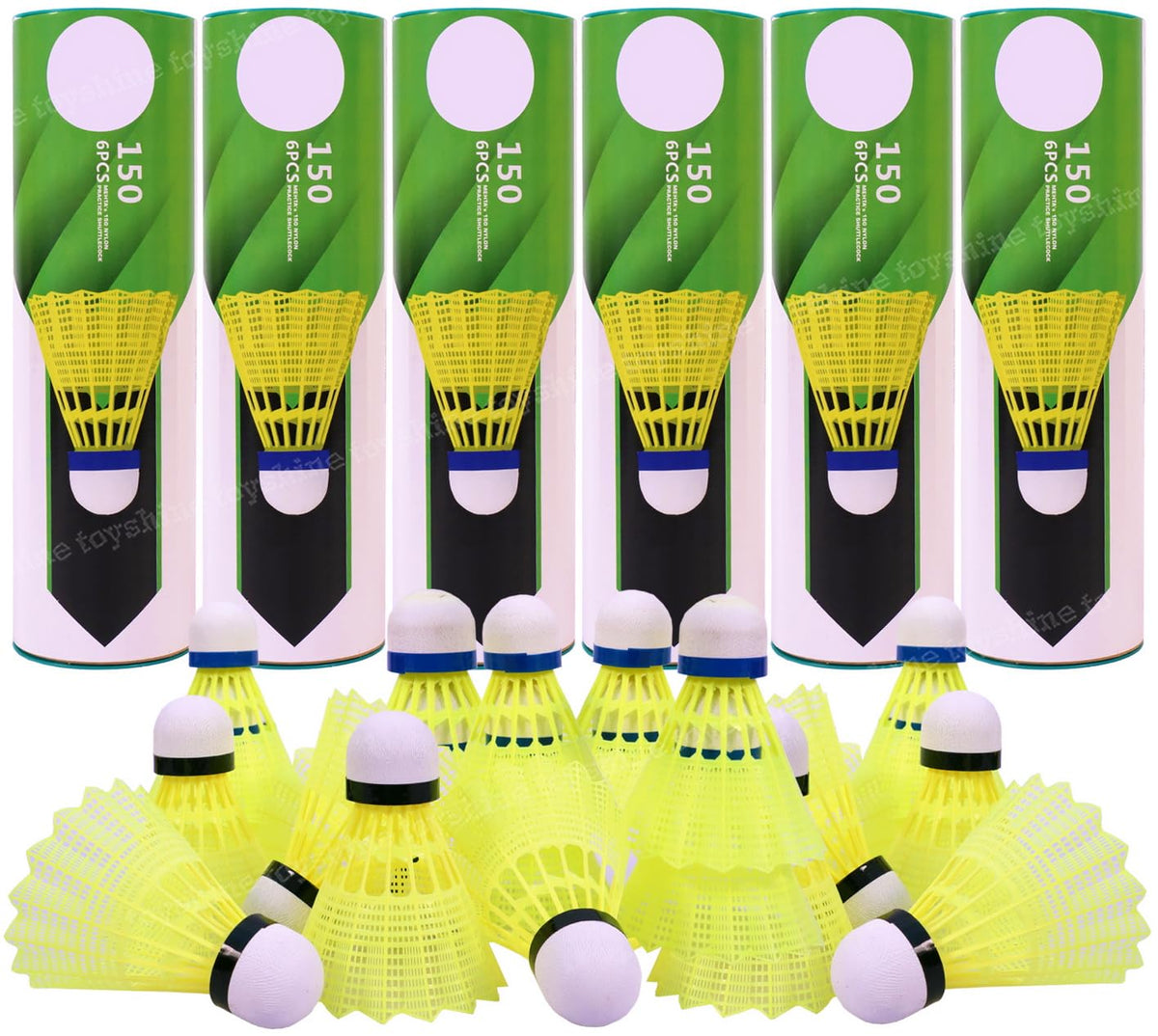 Toyshine Nylon Badminton Shuttlecocks , Stable And Sturdy Shuttles | Green , Pack Of 36