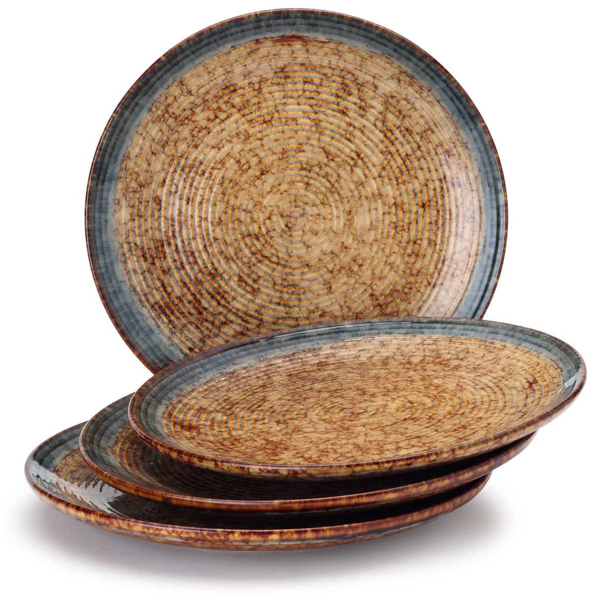 Ceramic Hand Glazed Stoneware Large Dinner Plates Set Of 4 - 10.6 Inch, Peanut Brown | Microwave Safe & Dishwasher Safe - Handcrafted Dinner Plates