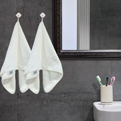Linear Microfiber Hand Towel 240 Gsm | Highly Absorbent Hand Towels For Bathroom Soft Hand Microfiber Towel For Men & Women (White)- Pack Of 2