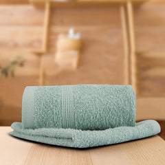 Lush & Beyond Cotton Solid Face Towel 300 Gsm (Teal) - 2 Piece