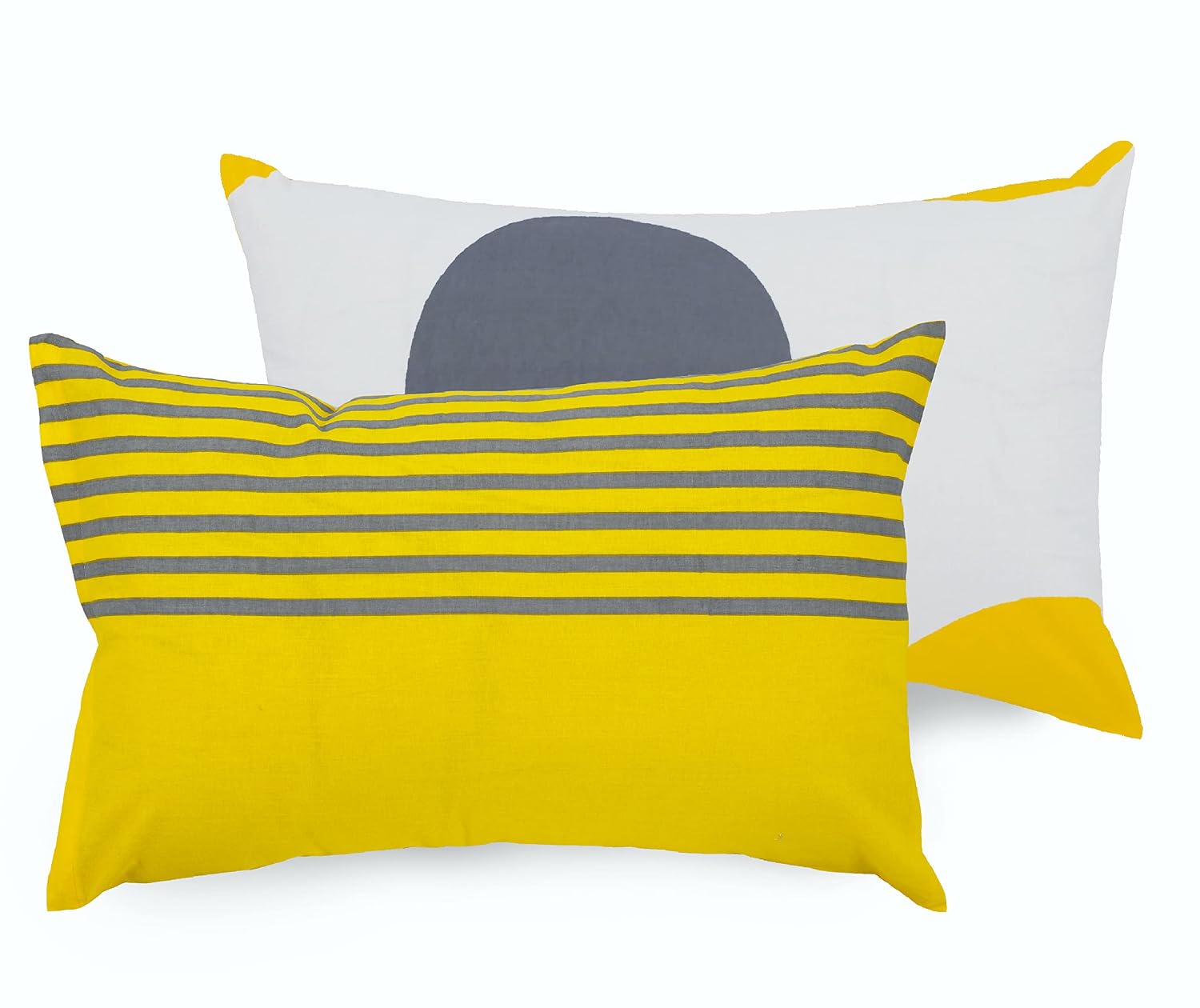 1 Double Bedsheet With 2 Pillow Covers - 88 X 90 Inches, Yellow & Grey | Queen Size Double Bedsheet Cotton | Ideal For Everyday Use
