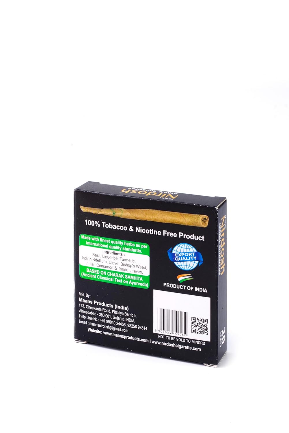 Herbal Dhoompan Sticks (Without Filter) - Pack Of 6X 20 Beedi | Handmade Herbal Product - Clove Mint Flavored Beedi