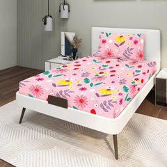 Glace Cotton Super Soft Bedsheets Single Bed Size (60 X 90 Inch) With 1 Pillow Cover | All Around Elastic Fitted Bedsheets, Baby Pink