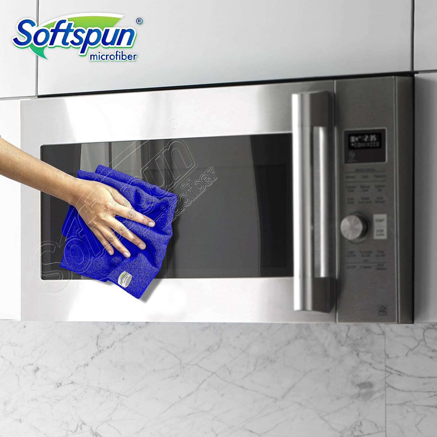 Softspun Microfiber Cloth 340 Gsm | Super Soft Absorbent Cleaning Towels Cleans & Polishes Everything In Your Home - Pack Of 4 (Blue)