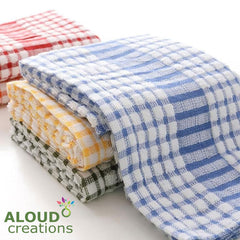 Aloud Creations 100% Cotton Large Size Kitchen Towel 600 Gsm | Towels For Cleaning & Plates, Glasses - Multicolour (Pack Of 6)