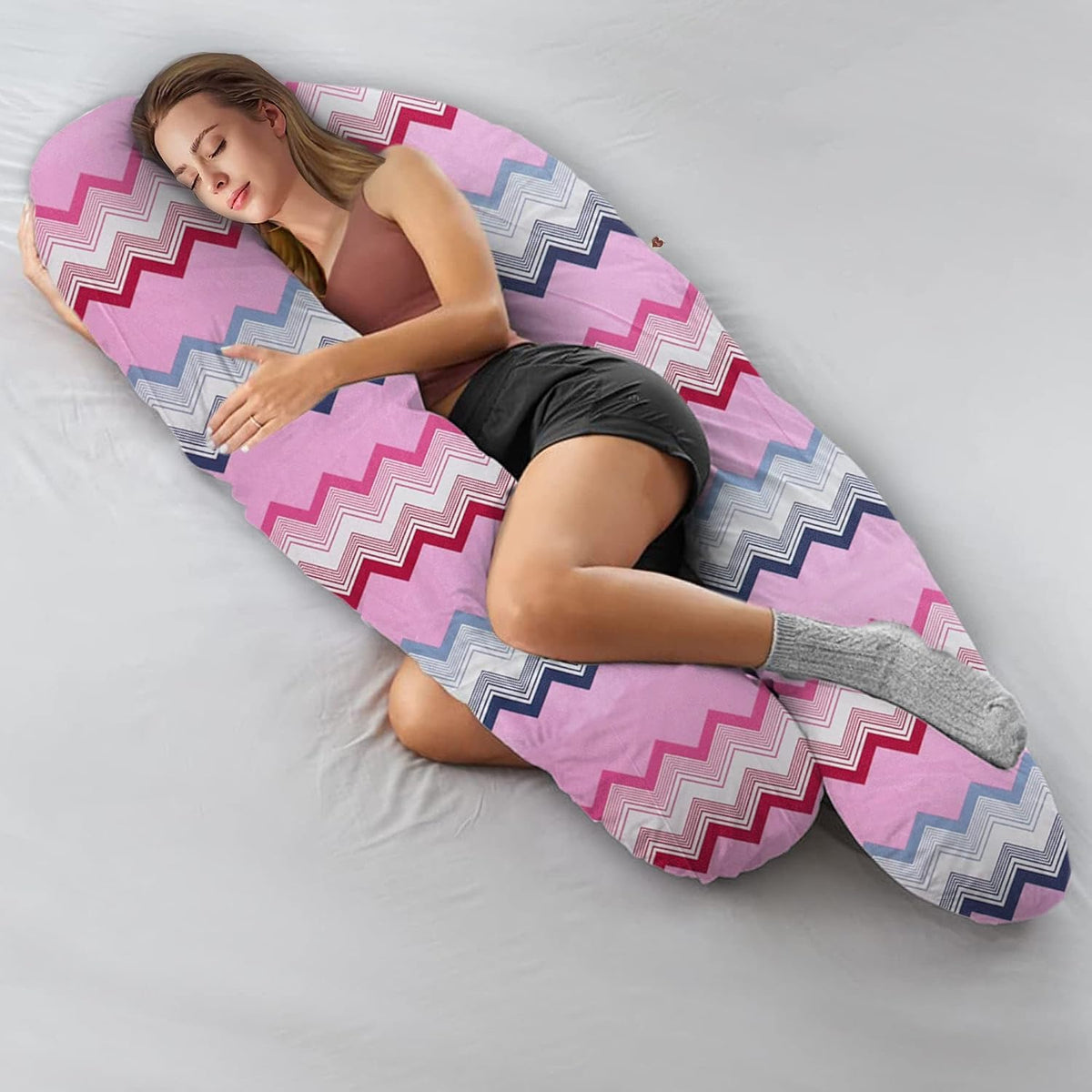 U Shaped Pregnancy Pillow, Maternity Pillow, 100% Cotton Removable Cover, Pinnacle Pink | Super Premium Pillow, Versatile Use, Pregnocare Microfibers, Breathable, Comfortable Pillow
